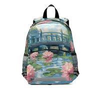 GAIREG Water Lily Bridge Scene Mini Toddler Backpack for Girls Boys Kids Backpacks Travel Book Bag 3-6 Years, Medium