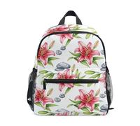 GAIREG Watercolor Pink Red Lilies Toddler Boy Backpack with Name Tag, Kids School Bag Kindergarten Backpack for Boys, Watercolor Pink Red Lilies, 3-5 Years, Cute Backpacks