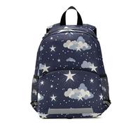 GAIREG White Stars Clouds Navy Blue Toddler Boy Backpack with Leash, Mini Travel Back Pack Kids School Backpacks 3-6 Years, Medium