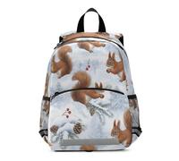 GAIREG Winter Squirrel Berry White Mini Toddler Girl Backpack with Leash Little Kid's Backpacks Travel Back Pack 3-6 Years, Medium