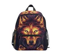 GAIREG Wolf Swirling Flames Backpack for Toddler Girls Boys Little Kid's Backpacks Kindergarten Backpack for Boys, Wolf Swirling Flames, 6-8 Years, Cute Backpacks