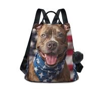 GAIREG Women Anti Theft Backpack Bandana Dark Purple Fashion Travel Bag Pompom, Cute and Happy American Dog Portrait