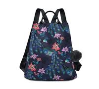 GAIREG Women Anti Theft Backpack Bandana Dark Purple Fashion Travel Bag Pompom, Peacock Floral