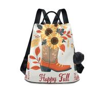 GAIREG Women Backpack with Anti-Theft Back Pocket Zipper and Tassel, Happy Fall Cowboy Boots