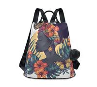 GAIREG Women Backpack with Back Pocket Anti Theft Zipper and Pom Pom, Portrait Of Woman Tropical Line Art
