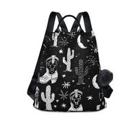GAIREG Women Fashion Anti-Theft Pompom Backpack Hiking Backpack, Black Western Cowboy Boots
