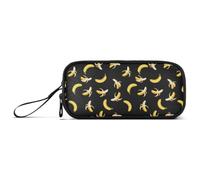 GAIREG Yellow Bananas Black Ready-to-pack Pen Case for Students | Well-sorted Large Pencil Pouch, Nylon Build, Three Separate Compartments for Girls