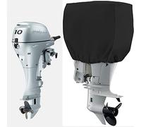 GaiRen Outboard Motor Cover Heavy Duty Waterproof Engine Cover Thick Polyester Fabric Black Up to 15HP