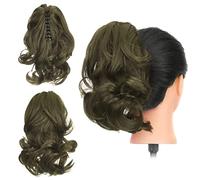 Gairyan 12" Clip in Ponytail Hair Extensions Curly Ponytail Extension Claw on Pony tails Wavy Synthetic Hairpieces for Women Real Look Short Wave (Ash Blonde)