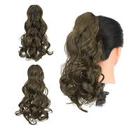 Gairyan 18inch Ponytail Extension Clip in Ponytail Hair Extensions Curly Wavy Pony Tails Claw on Ponytail Long Synthetic Hairpieces for Women Soft Real Look Wave (Ash Blonde)