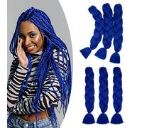 Gairyan Braiding Hair Extensions for Braiding 6 Packs 600g 24" Ombre Jumbo Braiding Hair Coloured Synthetic Hair for Women Soft Box Braids Crochet Twists (Sapphire Blue)
