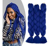 Gairyan Braiding Hair Extensions Ombre Jumbo Braids Synthetic Hair 3 Packs 24 inches 300g Coloured Hair for Braiding Extensions Box Braids Crochet Twist (Sapphire Blue)