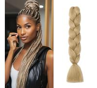 Gairyan Jumbo Braiding Hair Extensions 1pcs Ash Blonde Jumbo Braids Hair Extensions for Braiding Synthetic Hair 1 Pack 24 inches 100g Box Braids Crochet Twist