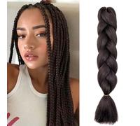 Gairyan Jumbo Braiding Hair Extensions 1pcs Dark Brown Jumbo Braids Hair Extensions for Braiding Synthetic Hair 1 Pack 24 inches 100g Box Braids Crochet Twist