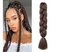 Gairyan Jumbo Braiding Hair Extensions 1pcs Medium Brown Jumbo Braids Hair Extensions for Braiding Synthetic Hair 1 Pack 24 inches 100g Box Braids Crochet Twist