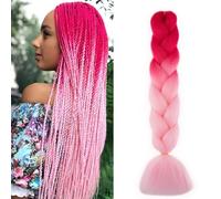 Gairyan Jumbo Braiding Hair Extensions 1pcs Ombre Jumbo Braids Hair Extensions for Braiding Synthetic Hair 1 Pack 24 inches 100g Box Braids Crochet Twist, Hot Pink/Pink