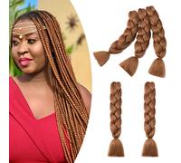 Gairyan Jumbo Braiding Hair Extensions 24 inch 5PCS 500g Ombre Jumbo Braids Hair Extensions Synthetic Coloured Hair for Braiding Extensions Afro Box Braids Crochet Twist (Light Auburn)