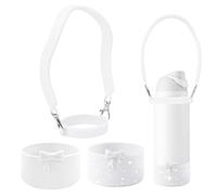 GAISHION Silicone Bow Water Bottles Accessories Set for Owala 32 oz Water Bottles，Including Silicone Water Bottle Handle Strap, Silicone Boots - White