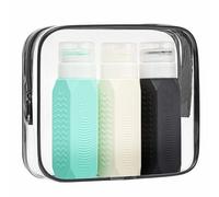 GAISHION Silicone Travel Bottles for Toiletries, TSA Approved 3oz Squeeze Containers, Refillable LeakProof Travel Size Accessories for Shampoo Lotion Body Wash, Travel Essentials with Clear Bag-3 Pcs