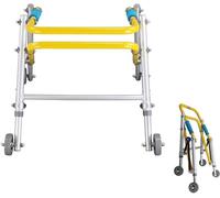 Gait Trainer, Folding Children's Walker Four-Wheeled Standing Training Walker Disability Fracture Rehabilitation Exercise Trolley(42-52cm)