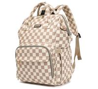 GAIVP diaper backpack for baby, Checkered Brown, 15.6, Diaper Backpack
