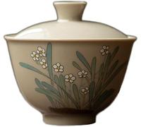 Gaiwan Teacup, Gaiwan Tea Set, 85ml Gaiwan Ceramic Hand Painted Flower Pattern Tureen Tea Cup Bowl Tea Ceremony