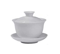 Gaiwan1 + Teacup4 Gongfu Tea Set White Ceramic Tureen Teacup Sancai Cover Bowl Lip Saucer