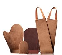 GAIYAH Self Tanning Mitt Kit - 4 in 1 Fake Tan Mit Set,Self Tan Mitt Glove, Mini Face Velvet Mitts, Exfoliating Gloves, Lotion Applicator for Back Tanner Applicator
