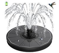 GAIZERL 3.5W Solar Fountain with Battery - Work On Cloudy Days - 2023 Upgrade Glass Panel Solar Bird Bath Fountain, Hummingbird Water Feature Pump with 7 Nozzles, 4 Fixed Pipes for Garden, Pool, Pond