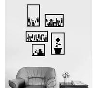 GAIZHEWO Creative Bookshelf Flower Pot Vinyl Wall Sticker Room Classroom Library Study Room Study Room Reading Room Children's Room Decoration Removable Art Mural