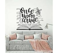 GAIZHEWO Once Upon a time Story Book Quote Vinyl Wall Sticker Library Reading Room Children's Room Living Room Background Wall Decoration Removable Art Mural