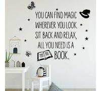 GAIZHEWO Read Books Find Magic Quote Vinyl Wall Sticker Bedroom Library Study Reading Room Decoration Bookstore Removable Art Mural