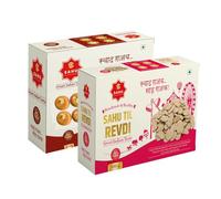 GAJAK BHANDAR Til Revdi 500g & Cham Cham Gajjak Sweets 250g Combo Pack | Made with Cow Ghee | Premium Packaging | No Added Preservatives or Colours | Healthy Snacks & Sweets