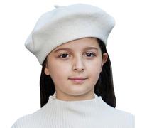 Gajaous Kids Wool French Beret Hat, Classic Fashion Warm Solid Color Artist Beret Hat for Toddler Baby Girl White