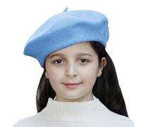 Gajaous Kids Wool French Beret Hat, Classic Fashion Warm Solid Color Artist Beret Hat for Toddler Baby Girl Blue