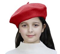 Gajaous Kids Wool French Beret Hat, Classic Fashion Warm Solid Color Artist Beret Hat for Toddler Baby Girl Red