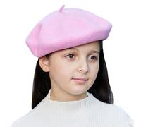 Gajaous Kids Wool French Beret Hat, Classic Fashion Warm Solid Color Artist Beret Hat for Toddler Baby Girl Pink