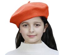 Gajaous Kids Wool French Beret Hat, Classic Fashion Warm Solid Color Artist Beret Hat for Toddler Baby Girl Orange