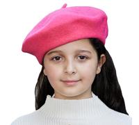 Gajaous Kids Wool French Beret Hat, Classic Fashion Warm Solid Color Artist Beret Hat for Toddler Baby Girl Rose