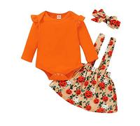 Gajaous Newborn Baby Halloween Outfits Set Infant Toddler Girls My 1st Halloween Pumpkin Bodysuit Pants Set Skirt Set Pumpkin Dress Baby Halloween Clothes