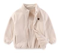 Gajaous Toddler Kids Polar Fleece Jacket, Thickened Full-Zip Long Sleeve Warm Coats Outwear for Baby Boys Girls Autumn Spring Winter,Beige,Tag 100,2-3Y