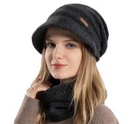Gajaous Women Beanie Hat Scarf Set,Slouchy Knit Beanie Warm Knit Hat Thick Fleece Lined Winter Cap Neck Warmer Set Multi Colors - (2pcs)