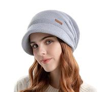 Gajaous Women's Winter Lined Beret Hat Knitted Newsboy Hat Warm Slouchy Hat with Visor