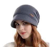 Gajaous Women's Winter Lined Beret Knitted Newsboy Warm Slouchy Hat with Visor