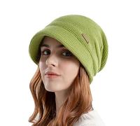 Gajaous Women's Winter Lined Beret Knitted Newsboy Warm Slouchy Hat with Visor