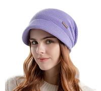 Gajaous Women's Winter Lined Beret Knitted Newsboy Warm Slouchy Hat with Visor