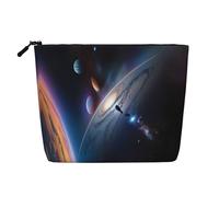 GaJher A fascinating universe Fake Hemp Makeup Bag - Your One-Pack Solution for Travel Toiletry & Daily Cosmetics Storage - Zipper Pouch, Black, One Size