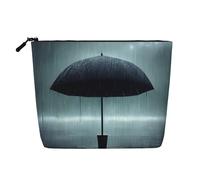 GaJher Black umbrella in the rain Fake Hemp Makeup Bag - Your One-Pack Solution for Travel Toiletry & Daily Cosmetics Storage - Zipper Pouch, Black, One Size
