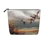GaJher Hunting Flying Wild Ducks Fake Hemp Makeup Bag - Your One-Pack Solution for Travel Toiletry & Daily Cosmetics Storage - Zipper Pouch, Black, One Size