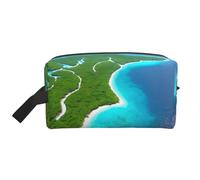GaJher Large Travel Cosmetic Bag â€“ Reusable An island in the ocean Print Toiletry Dopp Kit, Portable Organizer for Makeup, Daily Essentials, White, One Size